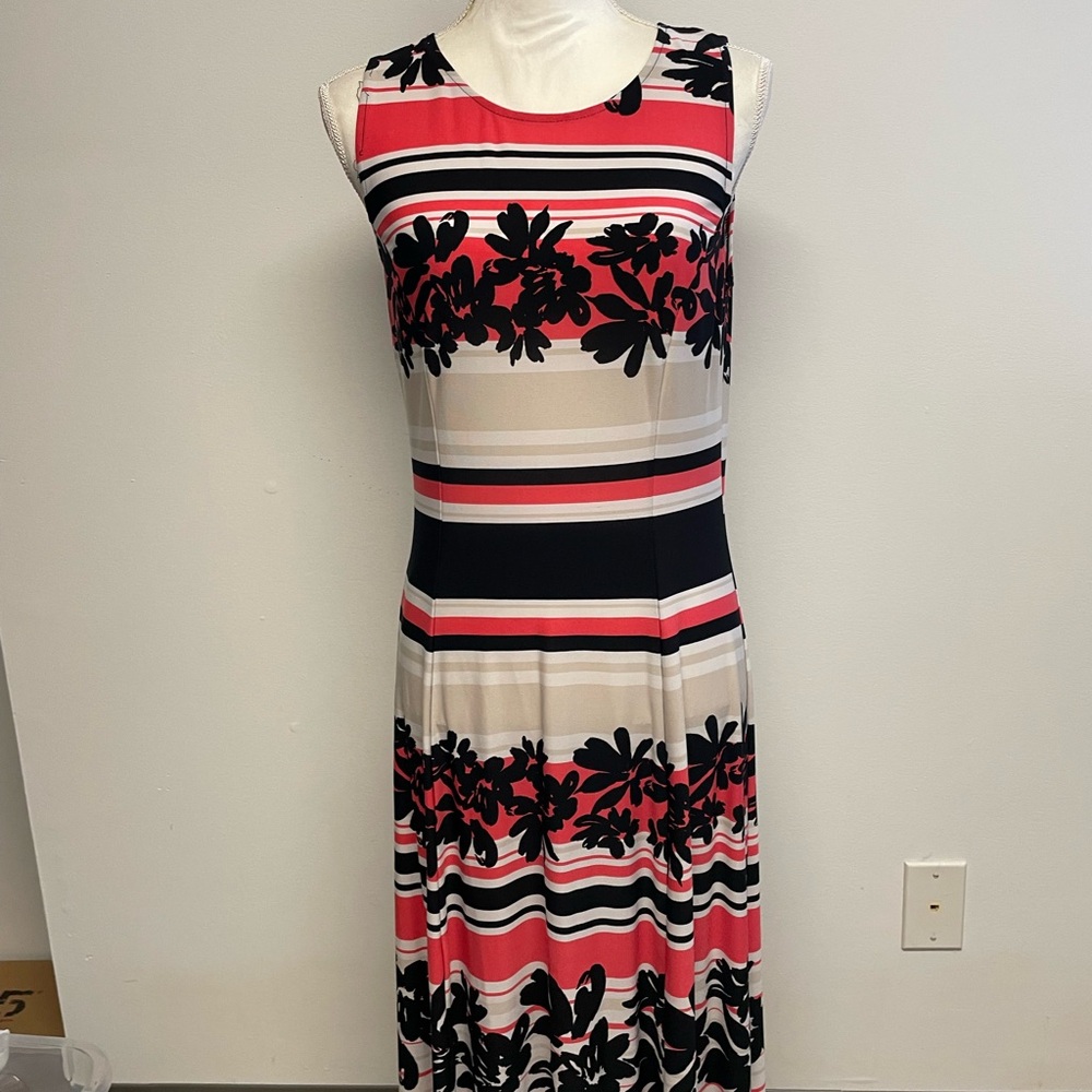 Chic Striped Floral Midi Dress